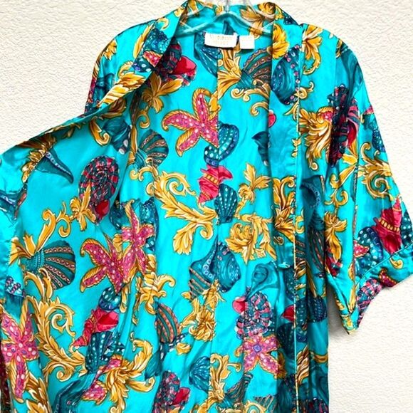 Victoria's Secret Vintage Size Small Silk Gold Label Starfish Robe Slip Set Gown - Picture 16 of 16